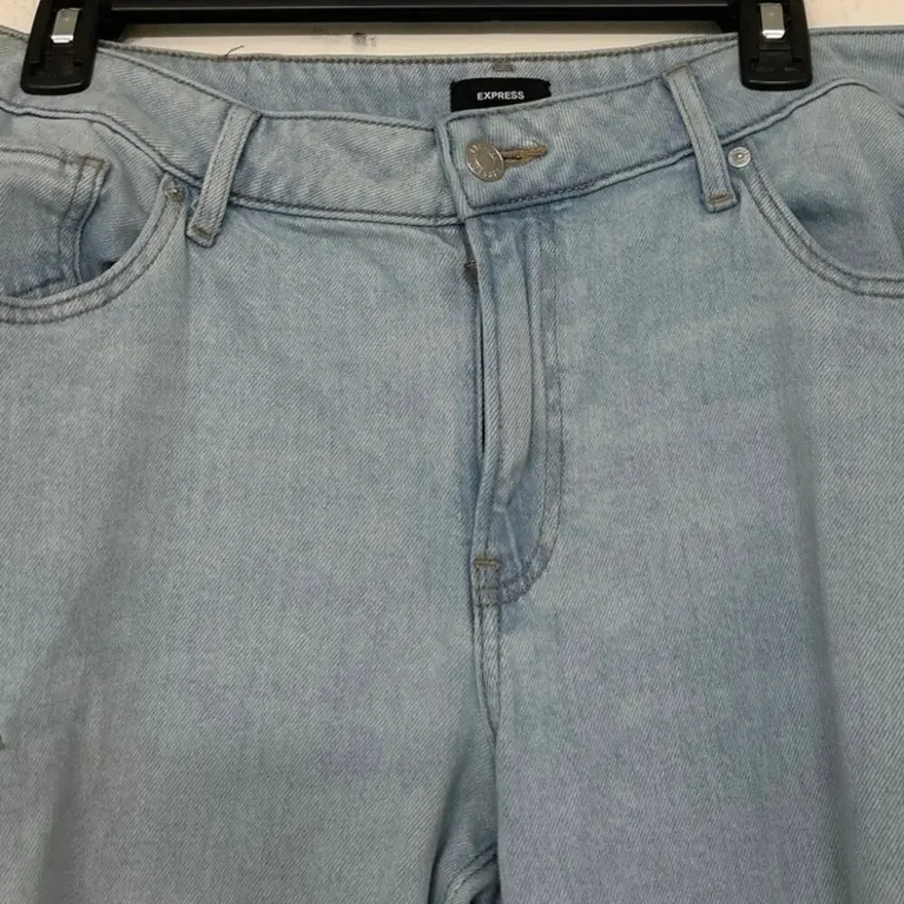 Express Low Slung Med/Light Baggy Cargo Jeans Low Rise Relaxed Straight  Leg 10L - Picture 8 of 16
